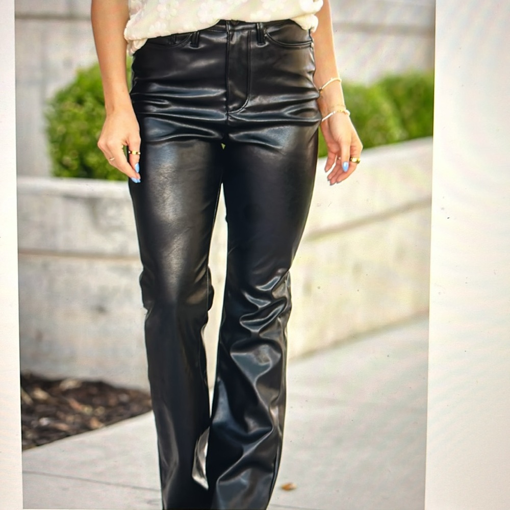 Judy Blue Faux Black Leather Straight Leg Tummy Control Pant